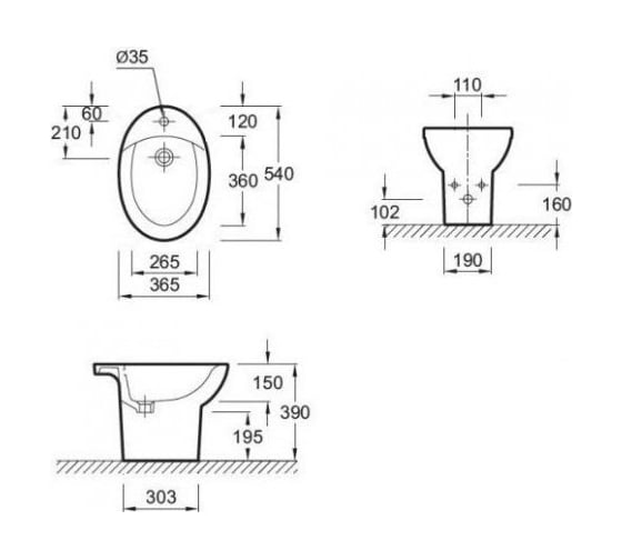 Биде JACOB DELAFON PATIO EBB0002-00 напольное 00000043460