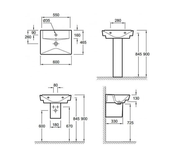 Раковина JACOB DELAFON REVE E4802-00 60x46,5 см 00000012563