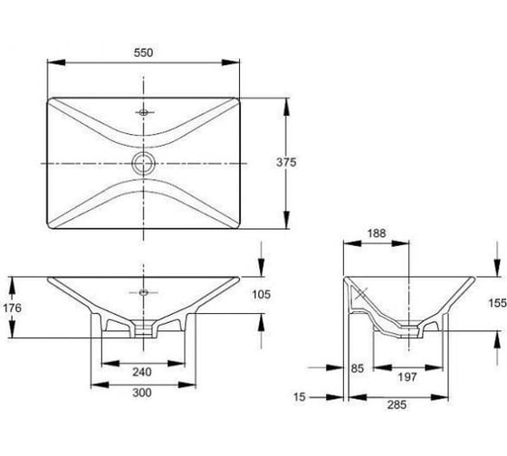 Раковина JACOB DELAFON REVE E4819-00 55x37,5 см, без отверстия для смесителя 00000012572