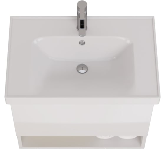 Подвесная тумба с раковиной Dreja PERFECTO, 70 см, 1 ящик, push-to-open, белый глянец - 99.0807-641600 99.0807K
