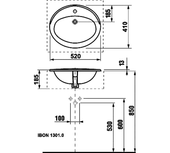 Встраиваемая раковина ROCA 327204000 ADORA 52х41 см 00000041888