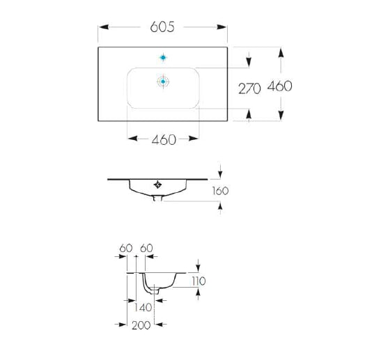 Раковина столешница ROCA 32799E000 Victoria-N 60х46 см аналог 32782100Y 00000073488