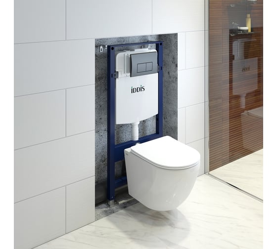 Комплект 3в1 IDDIS подвесной унитаз, инсталляция и клавиша смыва BASB020i73