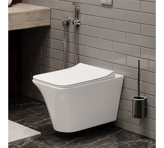 Подвесной унитаз Cerutti SPA NIVOLET ARIA 495х360х350, безободковый 7779