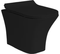 Подвесной унитаз Cerutti SPA VETTORE Aria MATT BLACK 480х340х350, тонкая крышка дюропласт 7506