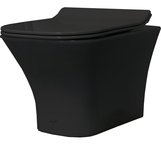 Подвесной унитаз Cerutti SPA VETTORE Aria MATT BLACK 480х340х350, тонкая крышка дюропласт 7506