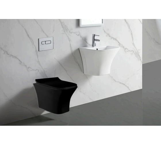 Подвесной унитаз Cerutti SPA VETTORE Aria MATT BLACK 480х340х350, тонкая крышка дюропласт 7506