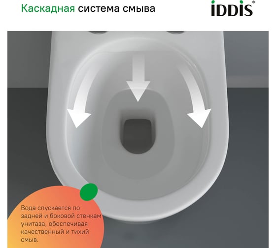Комплект IDDIS 3в1: подвесной унитаз, инсталляция и клавиша смыва, BASC020i73