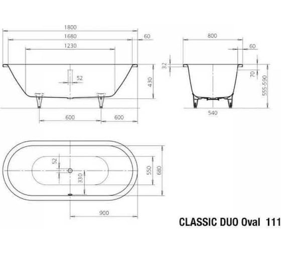 Ванна KALDEWEI Classic Duo Oval 111 180х80, easy-clean 00000013068