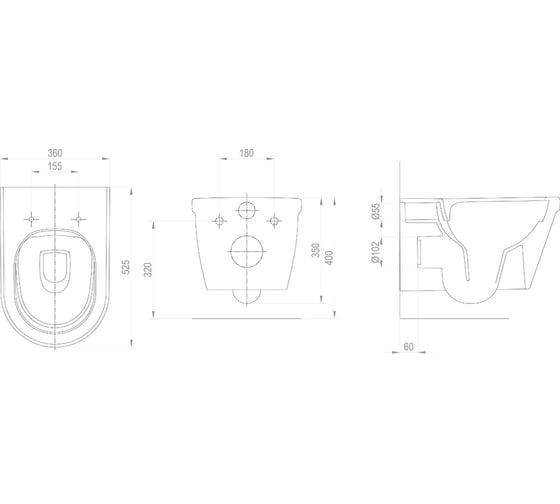 Унитаз подвесной CHROME RimOFF (безободковый) белый, X01651 00000068975