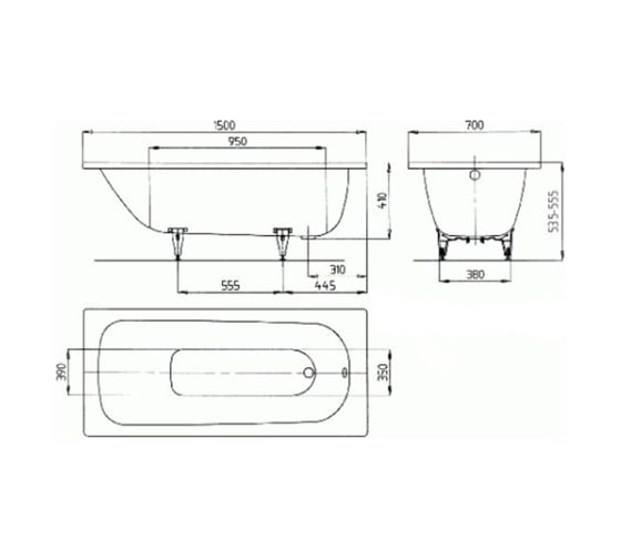 Ванна KALDEWEI Saniform Plus 361-1 150х70, белый+easy-clean 00000022901