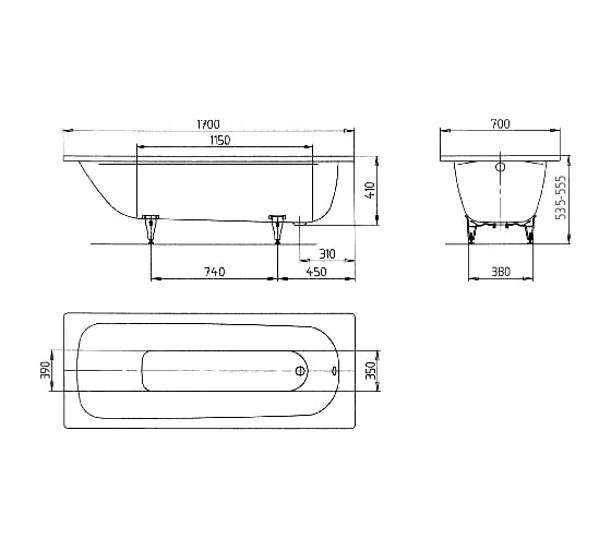 Ванна KALDEWEI Saniform Plus 363-1 170х70, белый+easy-clean 00000013270