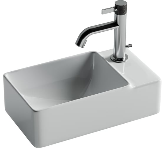 Умывальник подвесной прямоугольный Ceramicanova Element чаша слева, отверстие под смеситель справа, 395х220х125мм CN5045 1