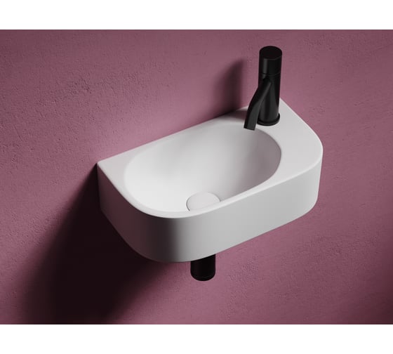 Умывальник подвесной прямоугольный Ceramicanova Element чаша слева, отверстие под смеситель справа, 409х224х110мм CN6066L