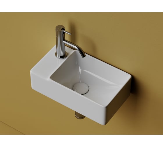 Умывальник подвесной прямоугольный Ceramicanova Element чаша справа, отверстие под смеситель слева, 395х220х125мм CN5046