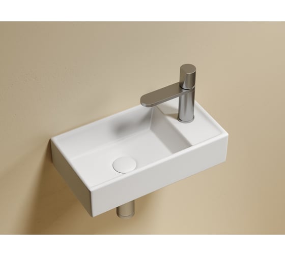 Умывальник подвесной прямоугольный Ceramicanova Element чаша слева, отверстие под смеситель справа, белый матовый, 407х217х100 мм CN6051LMW