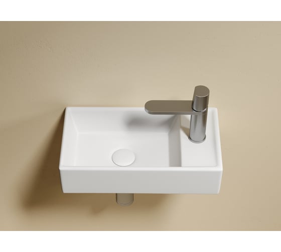 Умывальник подвесной прямоугольный Ceramicanova Element чаша слева, отверстие под смеситель справа, белый матовый, 407х217х100 мм CN6051LMW