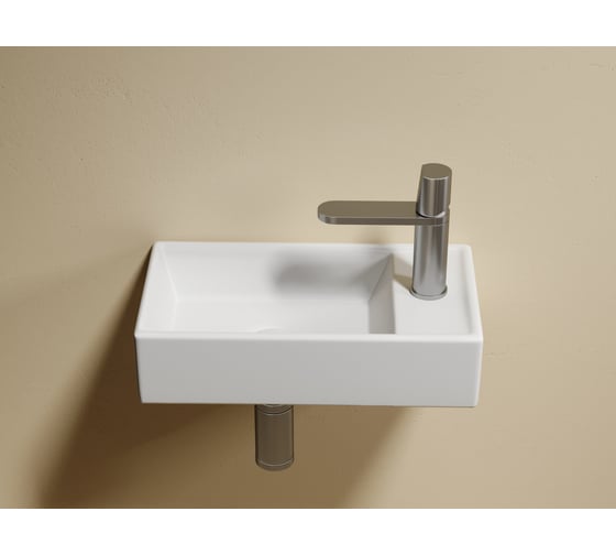 Умывальник подвесной прямоугольный Ceramicanova Element чаша слева, отверстие под смеситель справа, белый матовый, 407х217х100 мм CN6051LMW