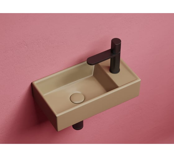 Умывальник подвесной прямоугольный Ceramicanova Element чаша слева, отверстие под смеситель справа, капучино матовый, 407х217х100 мм CN6051LMC