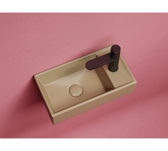 Умывальник подвесной прямоугольный Ceramicanova Element чаша слева, отверстие под смеситель справа, капучино матовый, 407х217х100 мм CN6051LMC