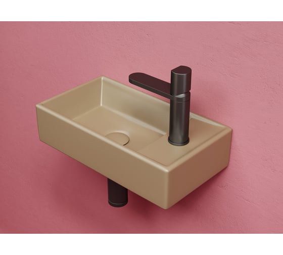 Умывальник подвесной прямоугольный Ceramicanova Element чаша слева, отверстие под смеситель справа, капучино матовый, 407х217х100 мм CN6051LMC