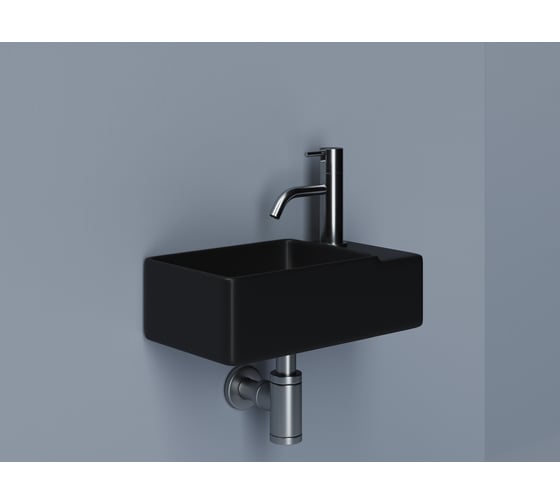 Умывальник подвесной прямоугольный Ceramicanova Element чаша слева, отверстие под смеситель справа, черный матовый, 395х220х125мм CN5045MB