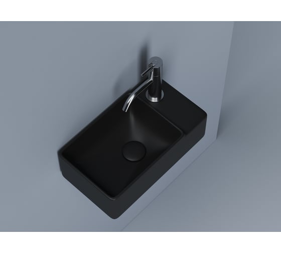 Умывальник подвесной прямоугольный Ceramicanova Element чаша слева, отверстие под смеситель справа, черный матовый, 395х220х125мм CN5045MB
