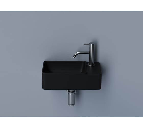 Умывальник подвесной прямоугольный Ceramicanova Element чаша слева, отверстие под смеситель справа, черный матовый, 395х220х125мм CN5045MB