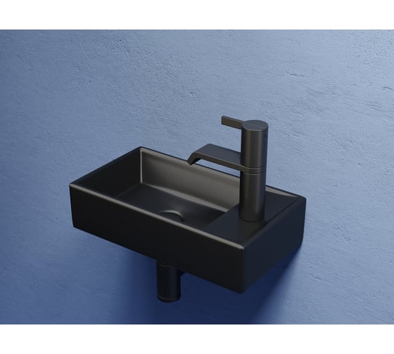 Умывальник подвесной прямоугольный Ceramicanova Element чаша слева, отверстие под смеситель справа, черный матовый, 407х217х100 мм CN6051LMB