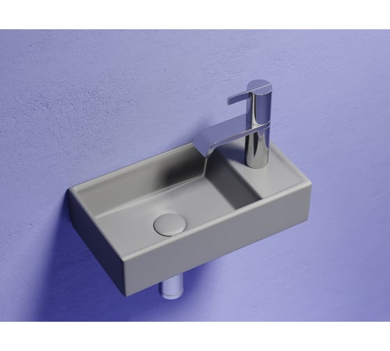 Умывальник подвесной прямоугольный Ceramicanova Element чаша слева, отверстие под смеситель справа, антрацит матовый, 407х217х100 мм CN6051LMH