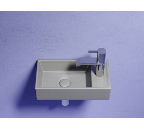Умывальник подвесной прямоугольный Ceramicanova Element чаша слева, отверстие под смеситель справа, антрацит матовый, 407х217х100 мм CN6051LMH