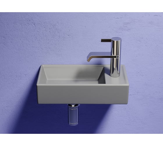 Умывальник подвесной прямоугольный Ceramicanova Element чаша слева, отверстие под смеситель справа, антрацит матовый, 407х217х100 мм CN6051LMH