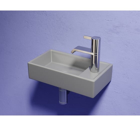 Умывальник подвесной прямоугольный Ceramicanova Element чаша слева, отверстие под смеситель справа, антрацит матовый, 407х217х100 мм CN6051LMH