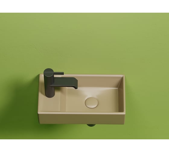 Умывальник подвесной прямоугольный Ceramicanova Element чаша справа, отверстие под смеситель слева, капучино матовый, 407х217х100 мм CN6051RMC