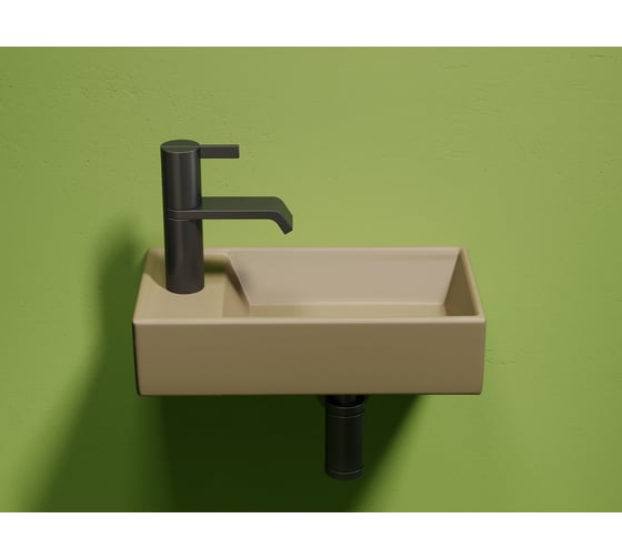 Умывальник подвесной прямоугольный Ceramicanova Element чаша справа, отверстие под смеситель слева, капучино матовый, 407х217х100 мм CN6051RMC