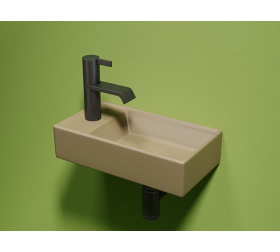 Умывальник подвесной прямоугольный Ceramicanova Element чаша справа, отверстие под смеситель слева, капучино матовый, 407х217х100 мм CN6051RMC