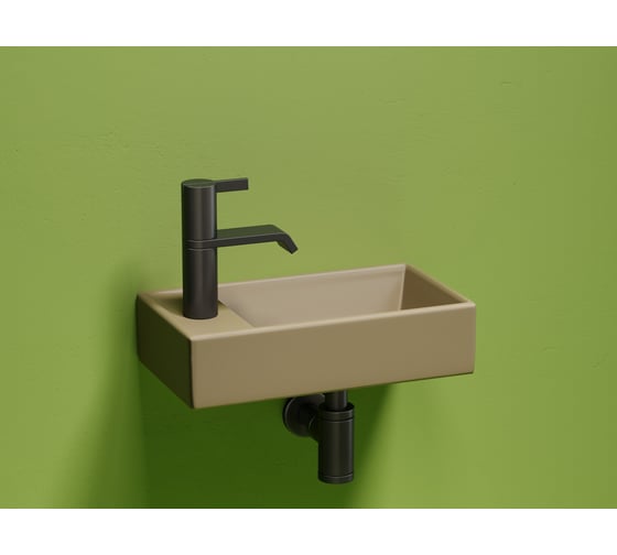 Умывальник подвесной прямоугольный Ceramicanova Element чаша справа, отверстие под смеситель слева, капучино матовый, 407х217х100 мм CN6051RMC