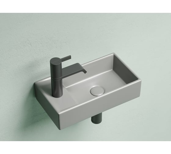 Умывальник подвесной прямоугольный Ceramicanova Element чаша справа, отверстие под смеситель слева, антрацит матовый, 407х217х100 мм CN6051RMH