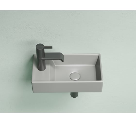 Умывальник подвесной прямоугольный Ceramicanova Element чаша справа, отверстие под смеситель слева, антрацит матовый, 407х217х100 мм CN6051RMH
