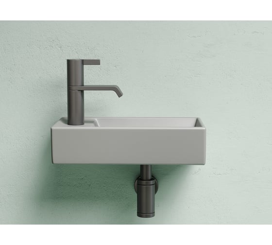 Умывальник подвесной прямоугольный Ceramicanova Element чаша справа, отверстие под смеситель слева, антрацит матовый, 407х217х100 мм CN6051RMH