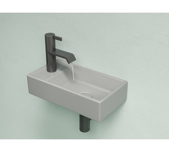 Умывальник подвесной прямоугольный Ceramicanova Element чаша справа, отверстие под смеситель слева, антрацит матовый, 407х217х100 мм CN6051RMH