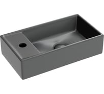 Умывальник подвесной прямоугольный Ceramicanova Element чаша справа, отверстие под смеситель слева, темный антрацит матовый, 407х217х100 мм CN6051RMDH