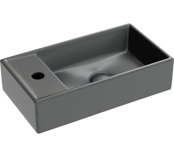 Умывальник подвесной прямоугольный Ceramicanova Element чаша справа, отверстие под смеситель слева, темный антрацит матовый, 407х217х100 мм CN6051RMDH