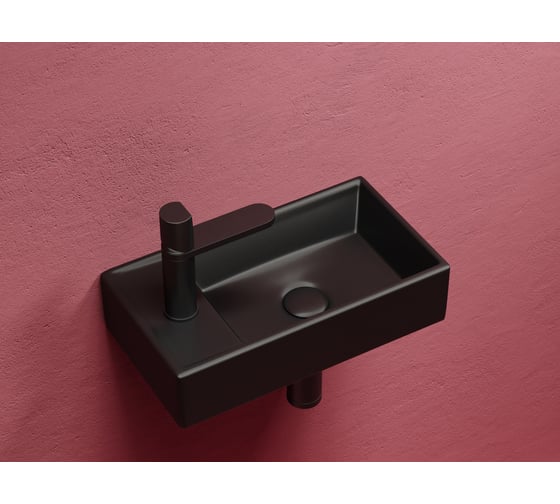 Умывальник подвесной прямоугольный Ceramicanova Element чаша справа, отверстие под смеситель слева, черный матовый, 407х217х100 мм CN6051RMB