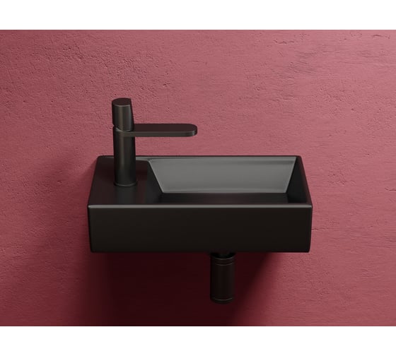 Умывальник подвесной прямоугольный Ceramicanova Element чаша справа, отверстие под смеситель слева, черный матовый, 407х217х100 мм CN6051RMB