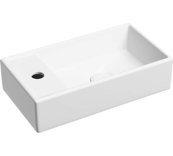 Умывальник подвесной прямоугольный Ceramicanova Element чаша справа, отверстие под смеситель слева, белый матовый, 407х217х100 мм CN6051RMW