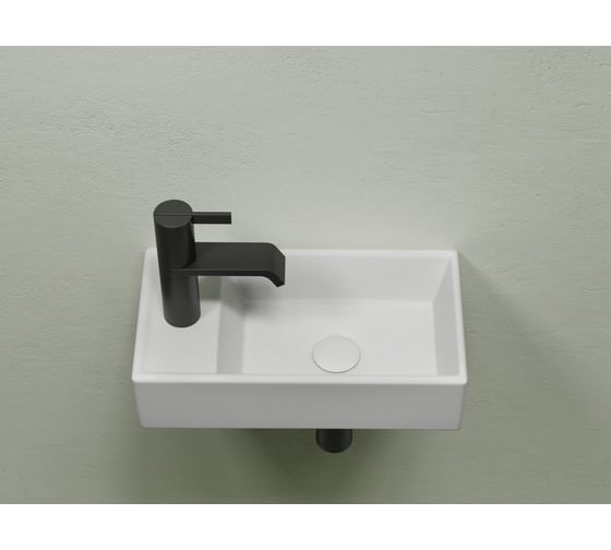 Умывальник подвесной прямоугольный Ceramicanova Element чаша справа, отверстие под смеситель слева, белый матовый, 407х217х100 мм CN6051RMW