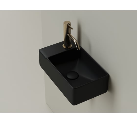 Умывальник подвесной прямоугольный Ceramicanova Element чаша справа, отверстие под смеситель слева, черный матовый, 395х220х125мм CN5046MB