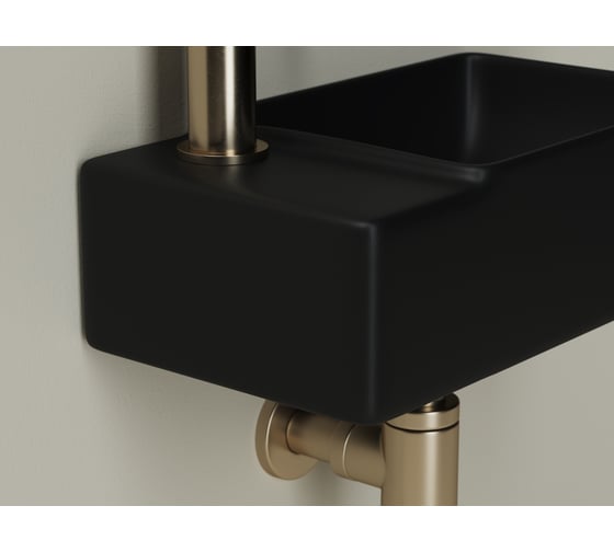 Умывальник подвесной прямоугольный Ceramicanova Element чаша справа, отверстие под смеситель слева, черный матовый, 395х220х125мм CN5046MB