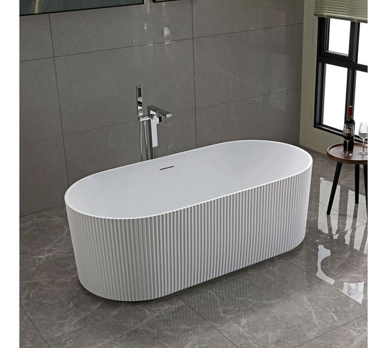 Ванна акриловая VINCEA 1700x800x580, белый матовый, щелевой перелив, слив белый VBT-426-1700MW